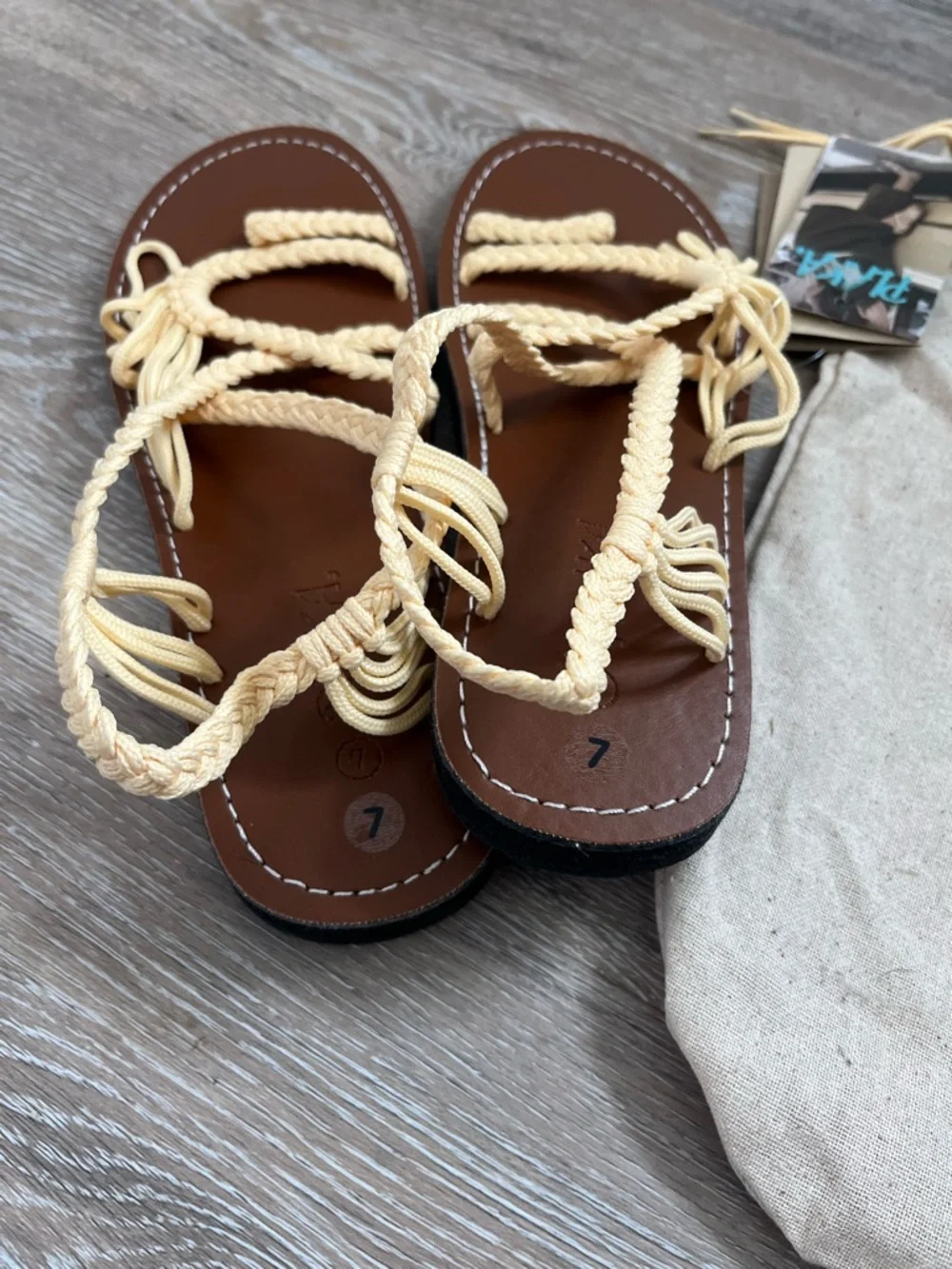 Plaka Woven Braided Sandals Women Size 7 Cream Strappy Flat Boho Comfort NWT - Picture 7 of 11